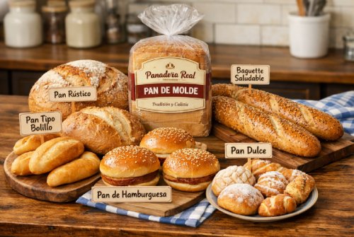 Variedade de pães de forma, baguetes e pães de hambúrguer